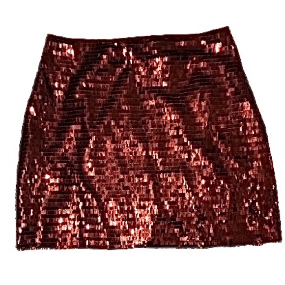 FREE PEOPLE X EN SAISON SEQUIN FRINGE MINI SKIRT- BROWN - LARGE - Picture 8 of 9
